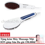 Lược điện Chải Thẳng tóc sokany + tặng Máy massage mặt DS-039 bằng ion