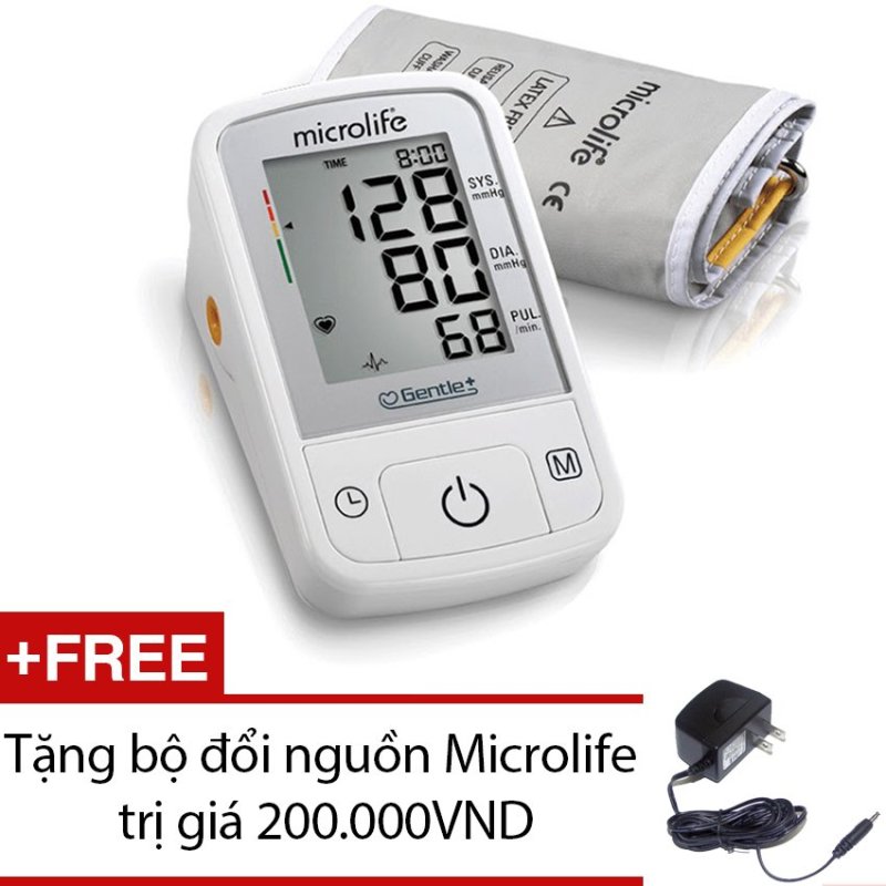 Nơi bán Máy đo huyết áp bắp tay Microlife A2 Basic (Trắng phối xám) + Tặng bộ đổi nguồn Microlife