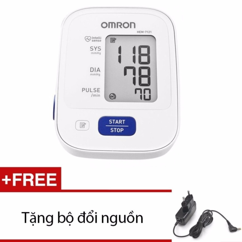 Nơi bán Máy đo huyết áp bắp tay Omron HEM-7121 (Trắng) + Tặng bộ đổi nguồn (DCYK)