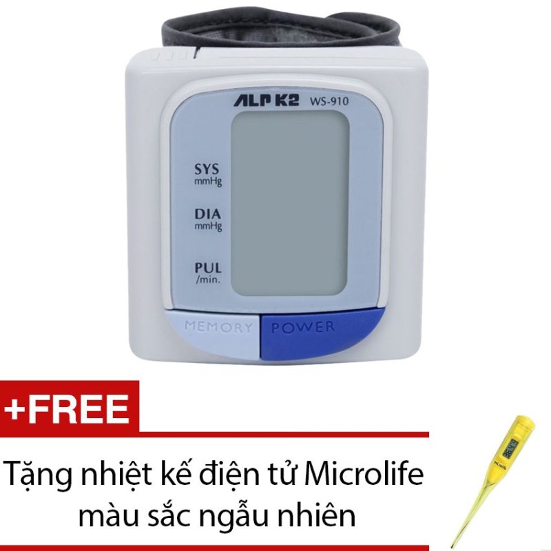 Nơi bán Máy đo huyết áp cổ tay tự động ALPK2 WS 910 (Trắng) + Tặng nhiệt kế điện tử Microlife màu sắc ngẫu nhiên