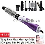 Máy làm tóc kemei 7 trong 1 + tặng máy massage mặt ds-039 bằng ion