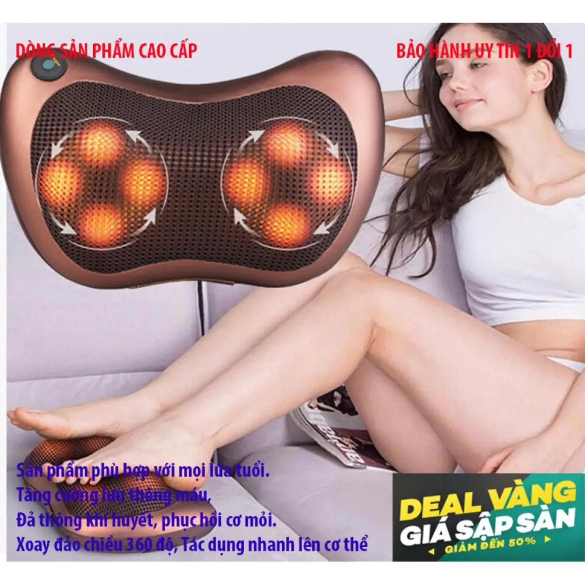 May matxa lung va co, Đai mát xa lưng vai cổ - Máy massage hồng ngoại 8 bi - Dòng sản phẩm Cao Cấp, Công suất gấp 5 lần so với loại thường - Bh 6 tháng