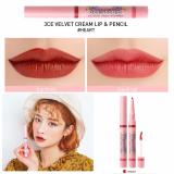 Son 2in1 tích hợp cả son kem và son chì 3CE Studio Velvet Cream Lip & Pencil #Heart - Son kem màu đỏ rượu kết hợp đầu chì màu đỏ cổ điển
