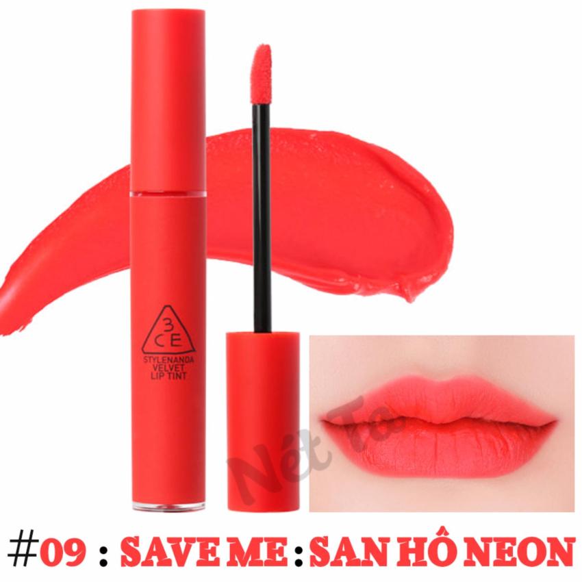 Son kem lì 3ce velvet lip tint màu 09 save me - san hô neon