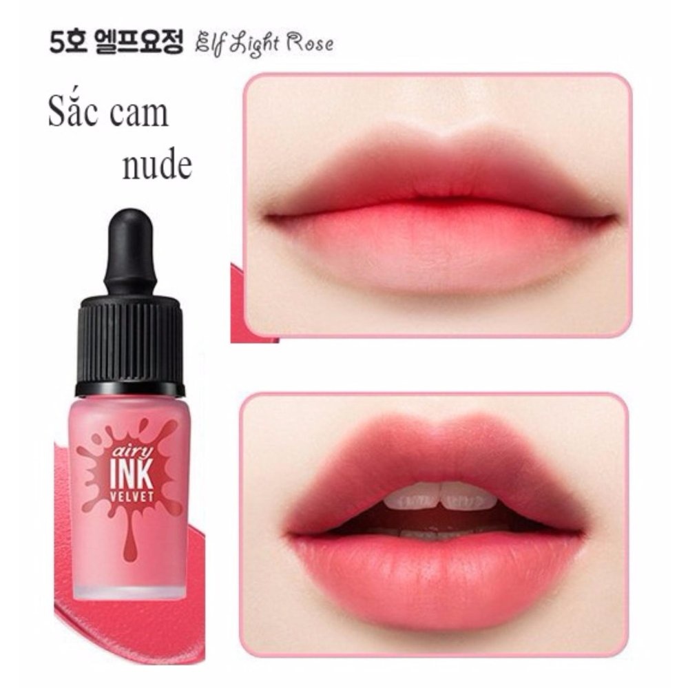 Son kem lì peripera ink airy velvet 8g #05 elf light rose –tone cam nude