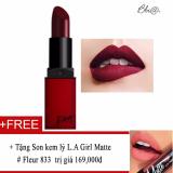 Son lì bbia last lipstick # 05 powerful -đỏ rượu vang quyến rủ + tặng son kem lỳ l.a girl matte # fleur 833