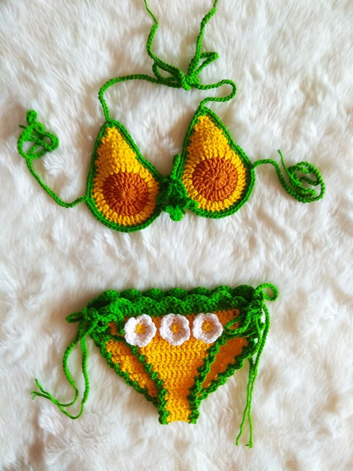 Bikini handmade quả bơ cho bé BKN02, bikini đi biển cho bé, đồ bơi đi biển cho bé