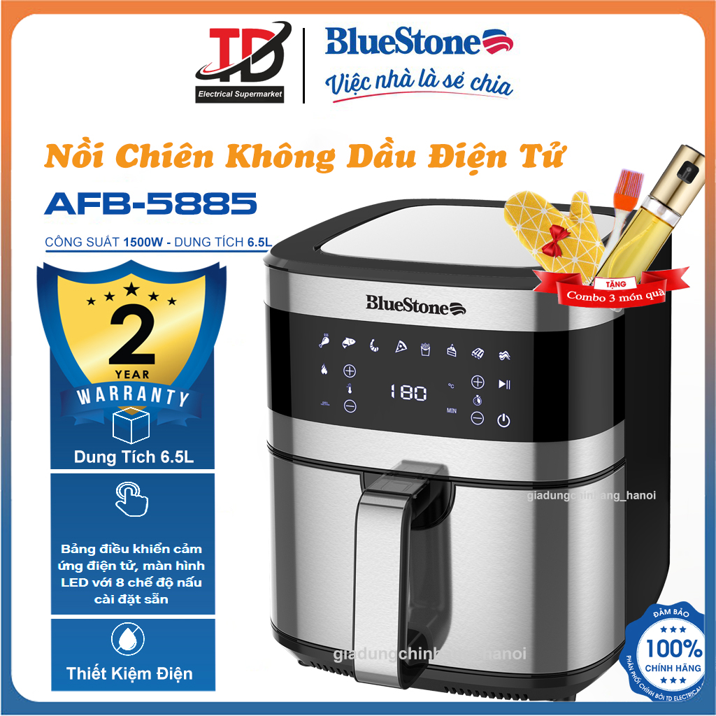 Nồi chiên không dầu điên tử bluestone afb-5885, dung tích 6.5lit, bảo hành chính hãng 24 tháng