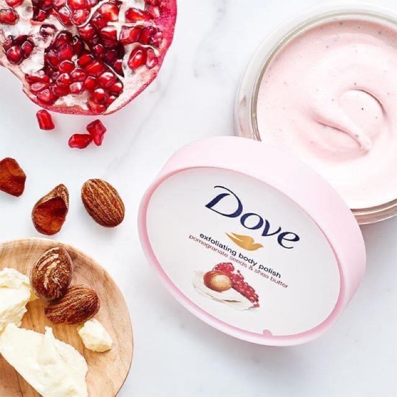 Kem tẩy da chết toàn thân Dove Exfoliating Body Polish 298g - Hương Pomegranate Seeds & Shea Butter