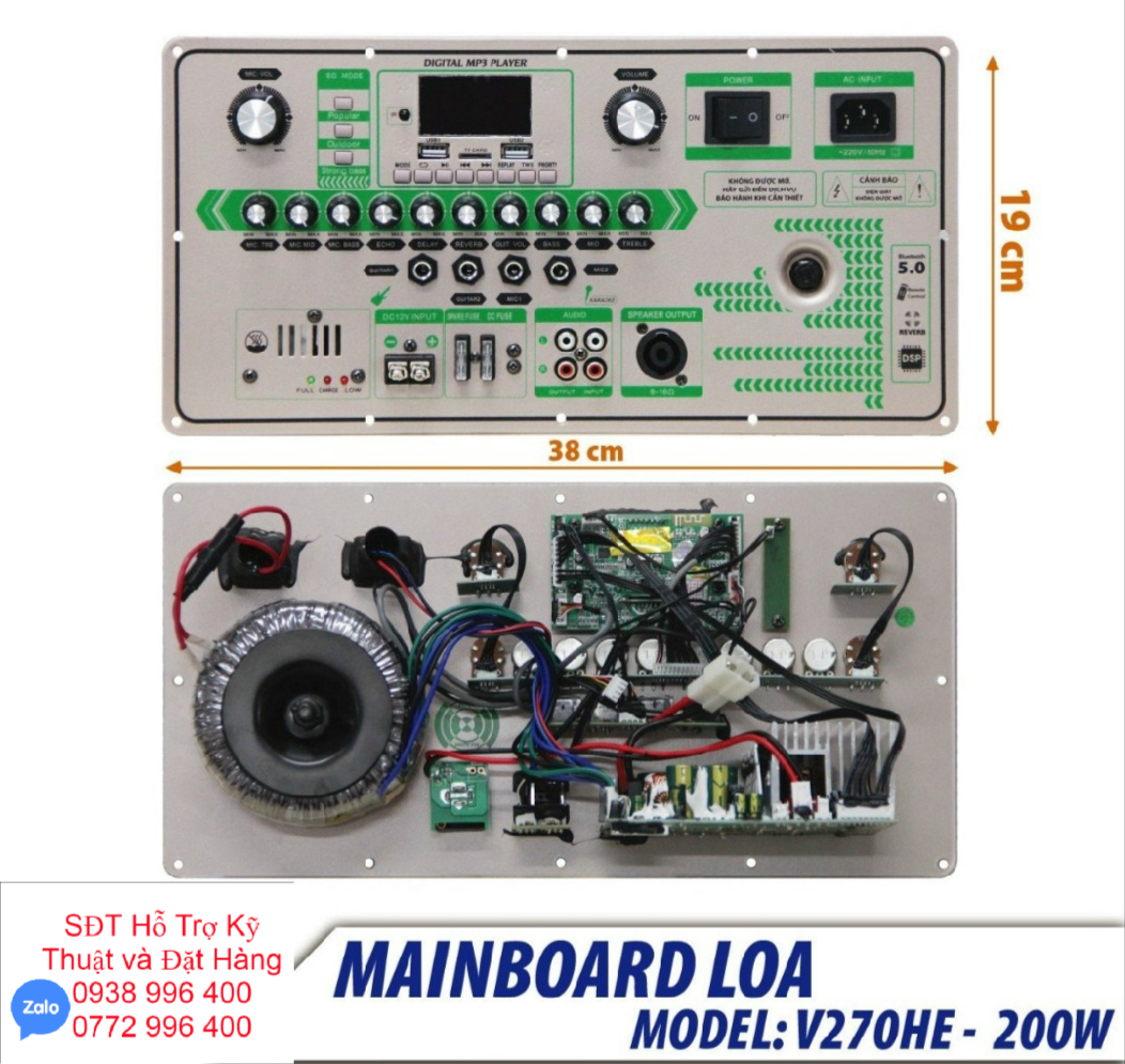 Mạch Loa Kéo HE270 DSP - Reverb Công Suất Lớn