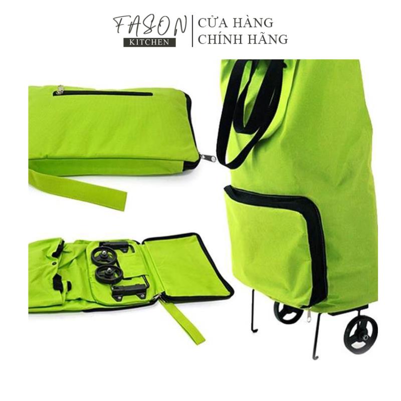 Túi Vải Đi Chợ Có Bánh Xe Kéo Gấp Gọn Bảo Vệ Môi Trường, Chịu Lực Cao - FASONKITCHEN