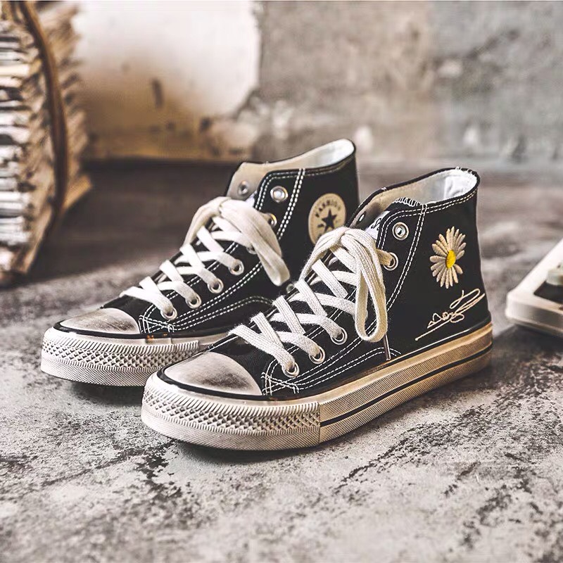 [ Hot Trend ] Giầy Cv hoa cúc đế bẩn mới về, giầy thể thao nữ, giầy sneaker thêu hoa cúc đế bẩn mẫu mới 2020