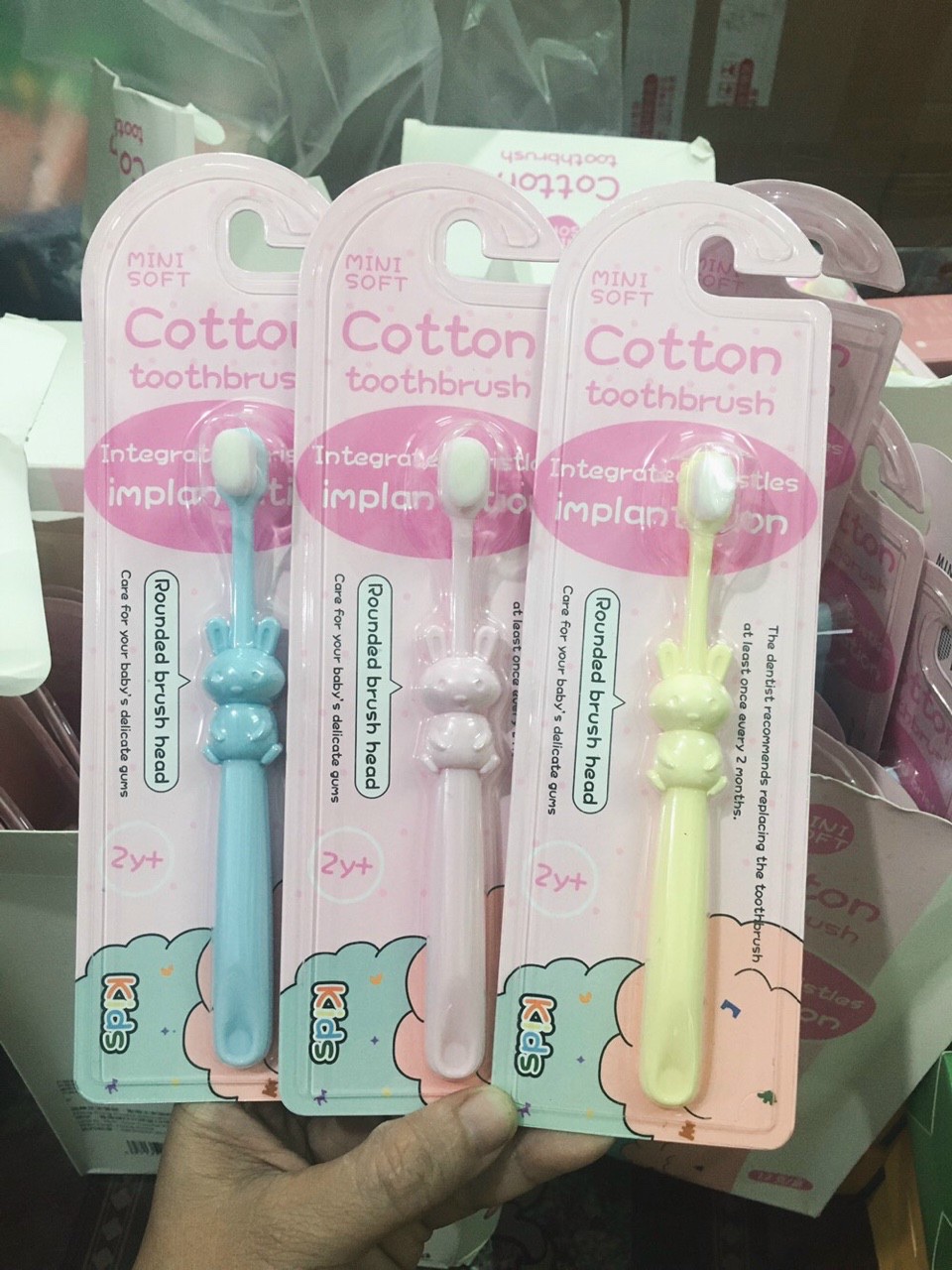 Bàn chải đánh răng lông tơ Cotton cho bé