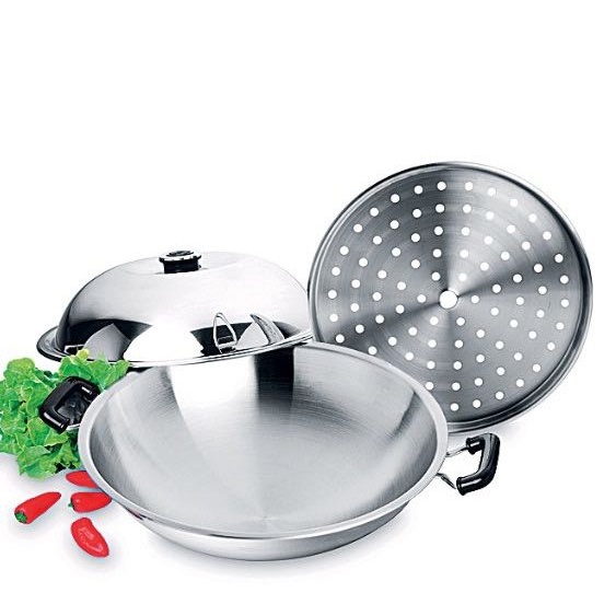 Chảo xửng hấp zebra inox 304 wok 42cm- 176202 - nhập khẩu thái lan
