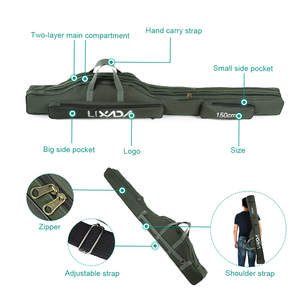 100cm/130cm/150cm Fishing Bag Portable Folding Fishing Rod Reel Bag Fishing Pole Gear Tackle Tool Carry 100cm/130cm/150cm Fishing Bag Portable Folding Fishing Rod Reel Bag Fishing Pole Gear Tackle Tool Carry