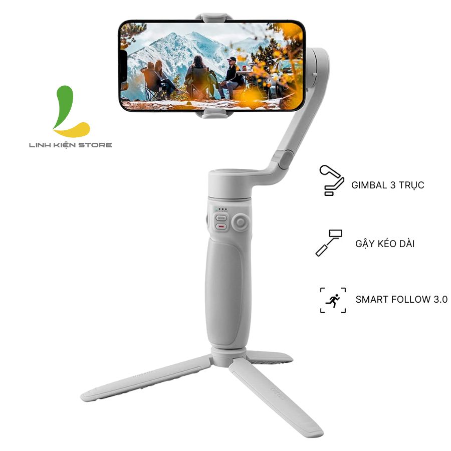  Gimbal Zhiyun Smooth Q4  - Tay cầm chống rung 3 trục dành cho điện thoại có khả năng kéo dài đến 21cm ngàm kẹp điện thoại mở rộng đến 90mm tương thích nhiều d 