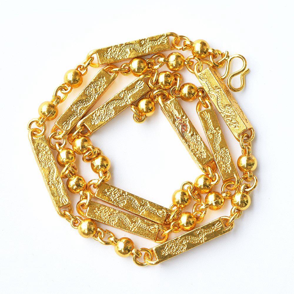 Dây chuyền nam mạ vàng khối đặc trạm rồng 24k