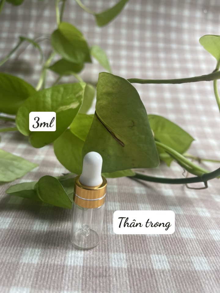 Lọ thủy tinh đựng tinh dầu loại mỏng, chai thủy tinh nắp bóp, chai chiết mỹ phẩm 3ml/5ml