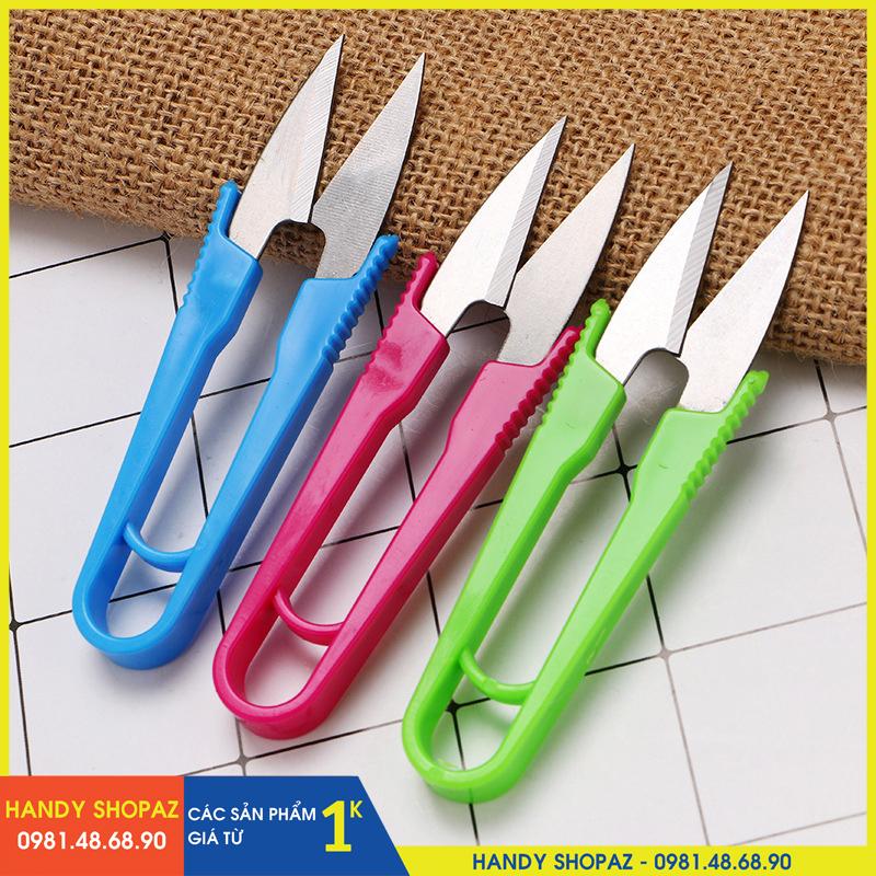 Combo 50 kéo bấm chỉ - kéo cắt chỉ cán nhựa chữ u nhiều màu hsa1121