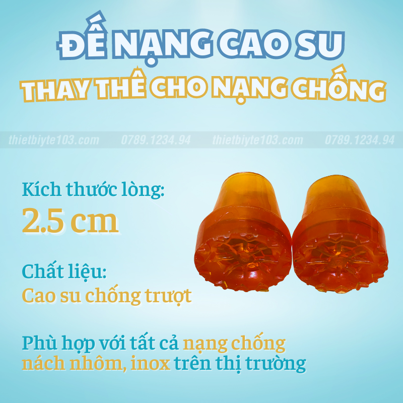 Đế nạng cao su dùng cho nạng chống nách inox hoặc nhôm, chất liệu cao su chống trơn trượt rất tốt