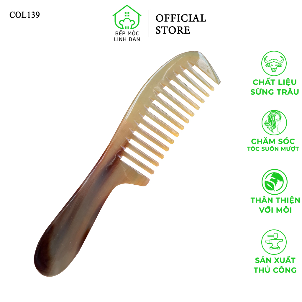 Lược sừng răng thưa size 20cm Chải tóc xoăn xù Gỡ rối