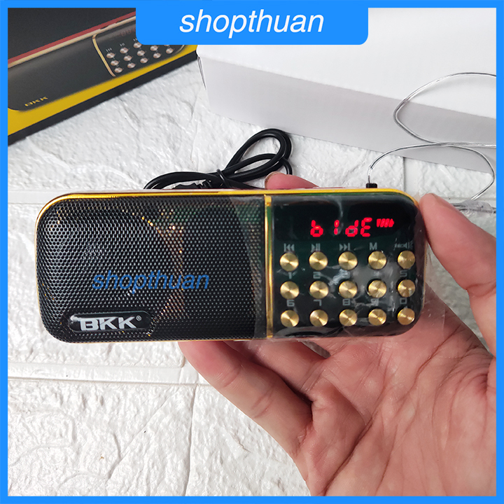 Loa bkk k51 2 pin có đèn pin nghe thẻ nhớ usb 2.0 fm radio