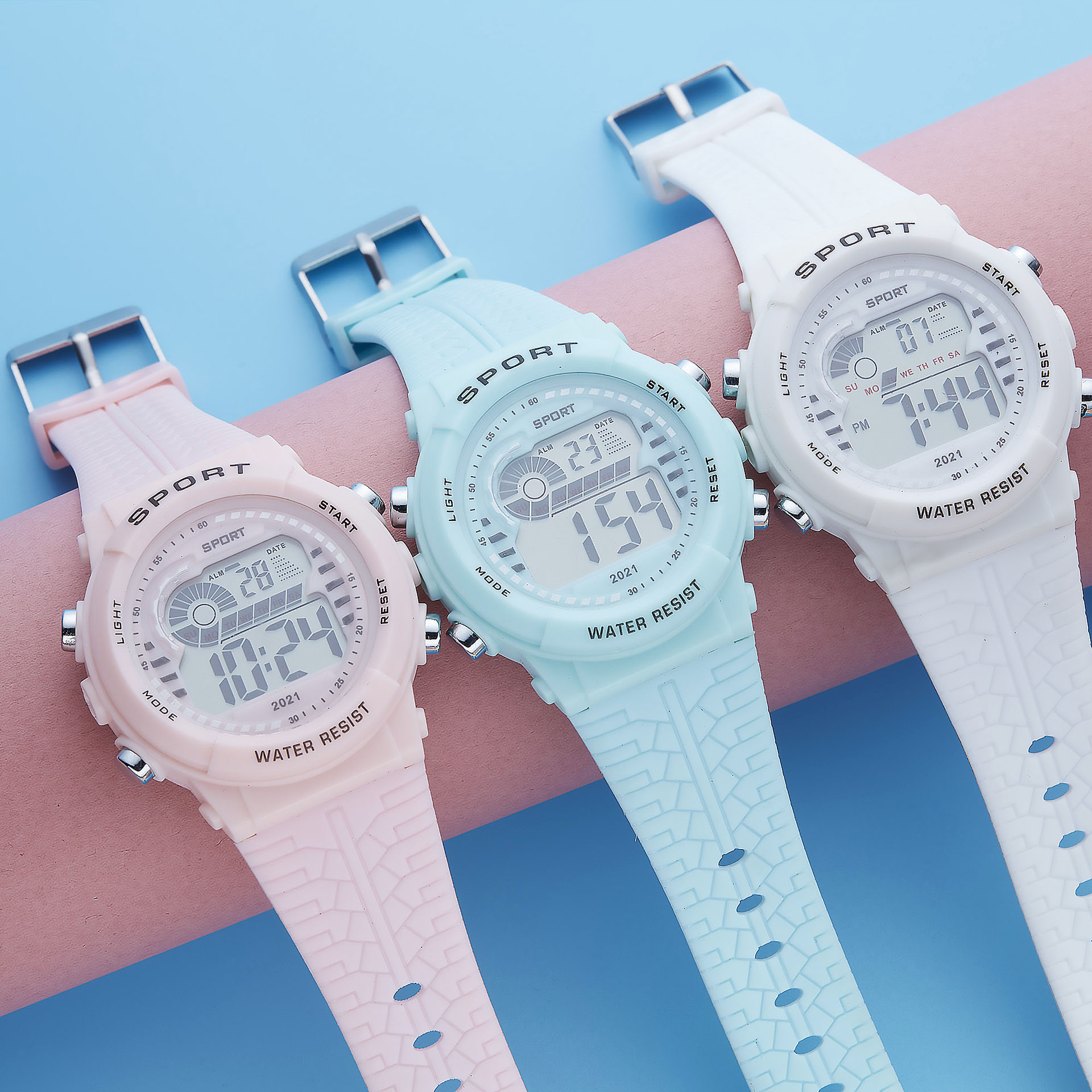 Đồng hồ tuổi teen nữ HN50 - đồng hồ thể thao phiên bản Hàn Quốc -đồng hồ điện tử SPORT dây silicon chống thấm nước hiển thị đầy đủ chắc năng lịch tuần ngày tháng đen led sáng