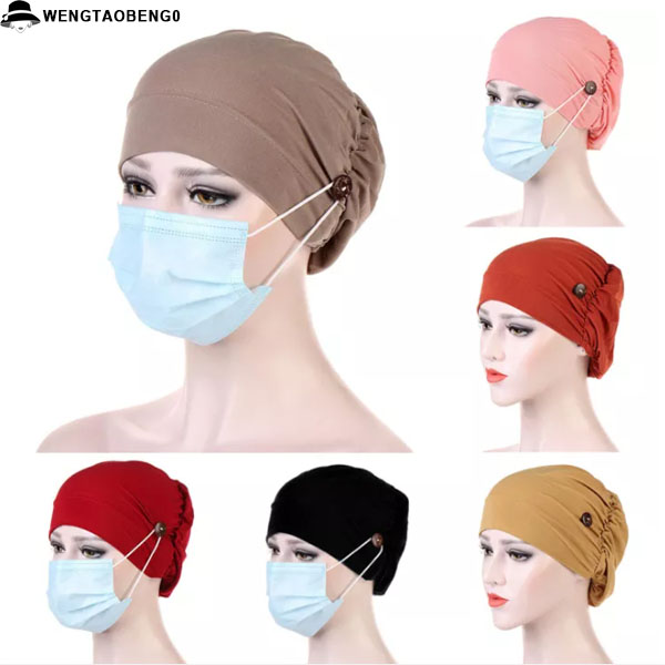 Cap Khăn Trùm Đầu Nhiều Màu Giả Hóa Trị Mũ Lưỡi Trai Hồi Giáo Le Tùy Chọn Dưới/ khăn nón hóa trị mũ lưỡi trai