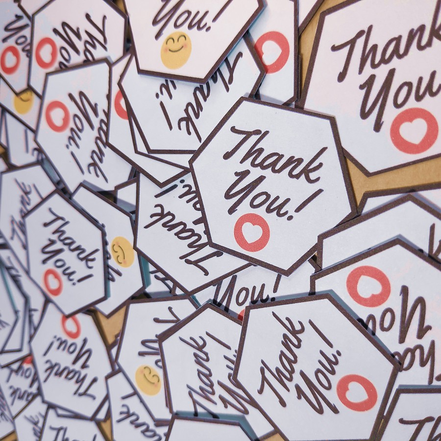 GIẤY DÁN STICKER "THANK YOU" TRANG TRÍ SỔ TAY, ĐƠN HÀNG, ALBUM