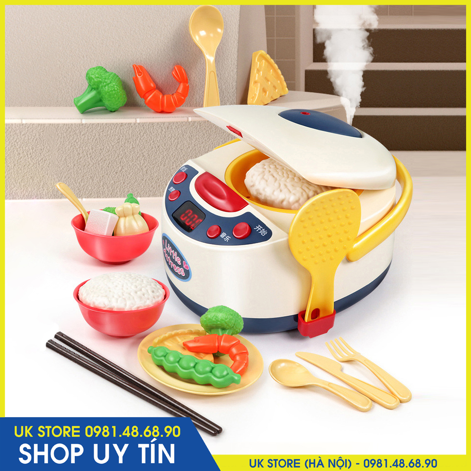 (HÀNG XỊN) Bộ Đồ Chơi Nồi Cơm Điện Thông Minh Phun Hơi Nước, Phát Âm Thanh 19 Món - Mô Phỏng Nấu Ăn Nhà Bếp HSA1161