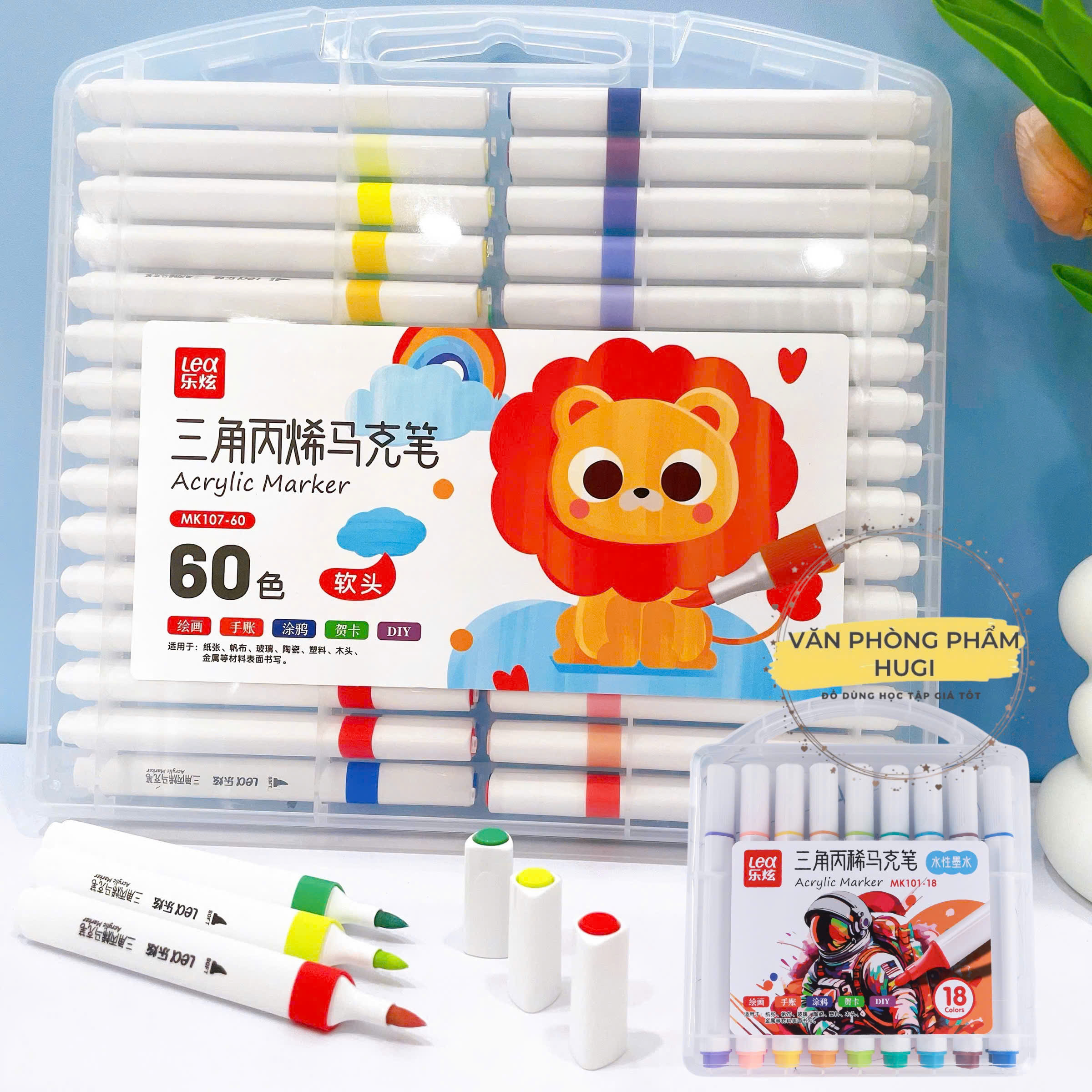 Bút lông màu Acrylic Marker LEX MK (Loại tốt) vẽ lên mọi chất liệu mực tươi đều và đậm