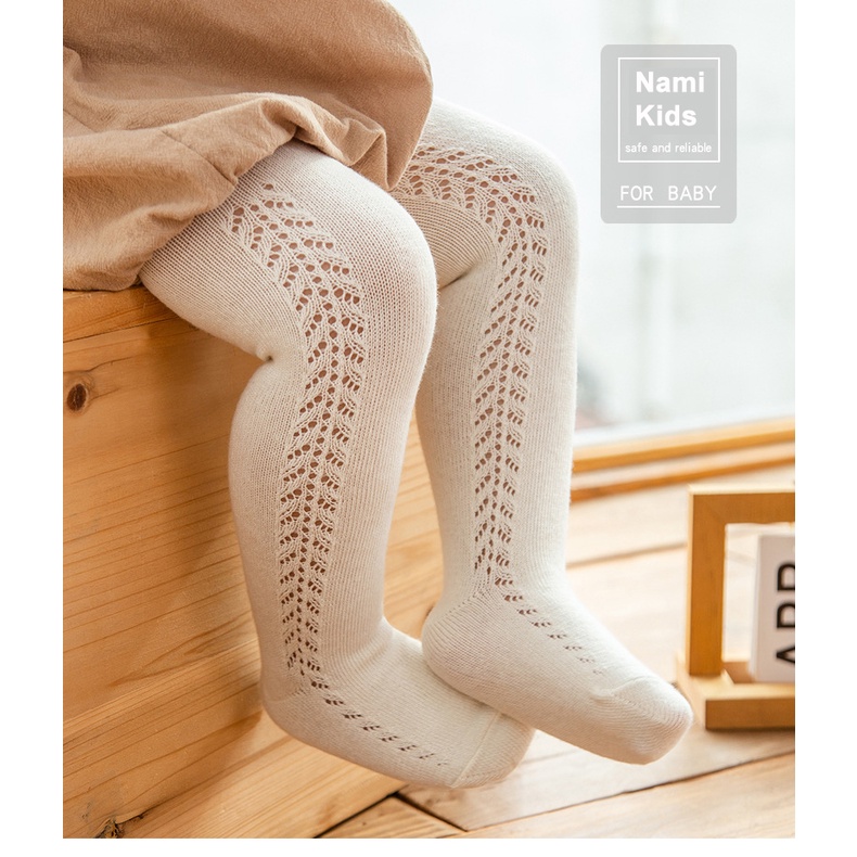 22 Quần tất cotton lưới xương cá liền bàn dễ thương cho bé