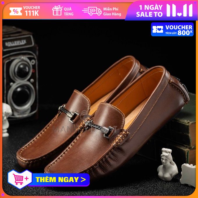 Giày lười nam da thật Manlio Legat 3 màu Đen ,Vàng bò, Nâu bóng GM02-BG,GM03-B,GM04-BN