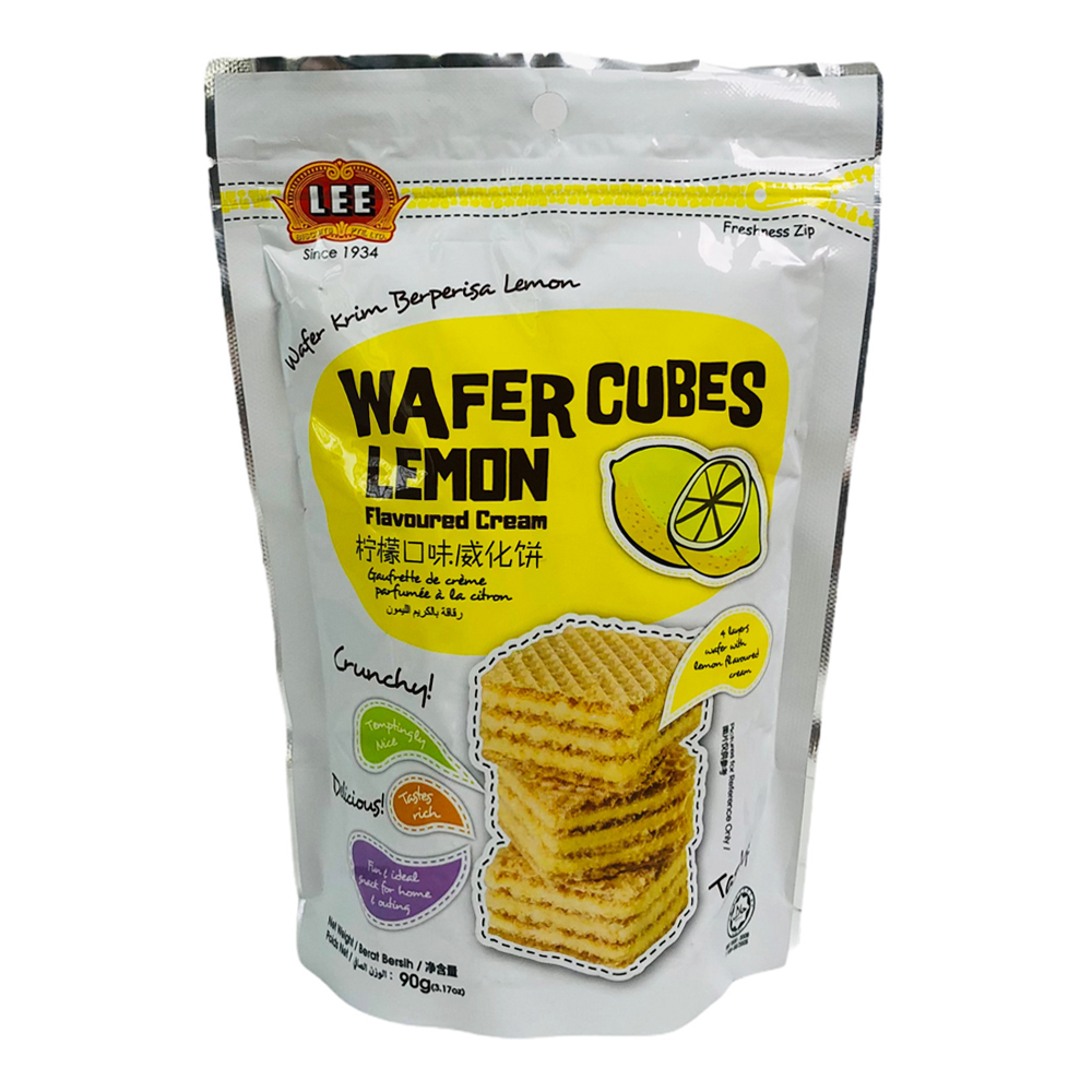 Bánh xốp kem chanh WAFER CUBES Lee Malaysia 90gr - túi - Berkrim Coklat Lemon