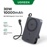 Sạc Dự Phòng UGREEN 10000mAh Wireless Power Bank 30W PD 15W Qi Wireless Charger, Built-in Type-C Cable, Kickstand, Portable Charger For iPhone 17 16 15 Pro Max, Samsung S25 S24 Ultra, Huawei Honor Xiaomi Pixel AirPods Model：65176