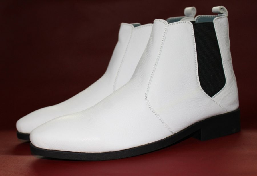 Giày boot nam chelsea màu trắng nam da bò thật. Mã số: B187. Bảo hành 12 tháng