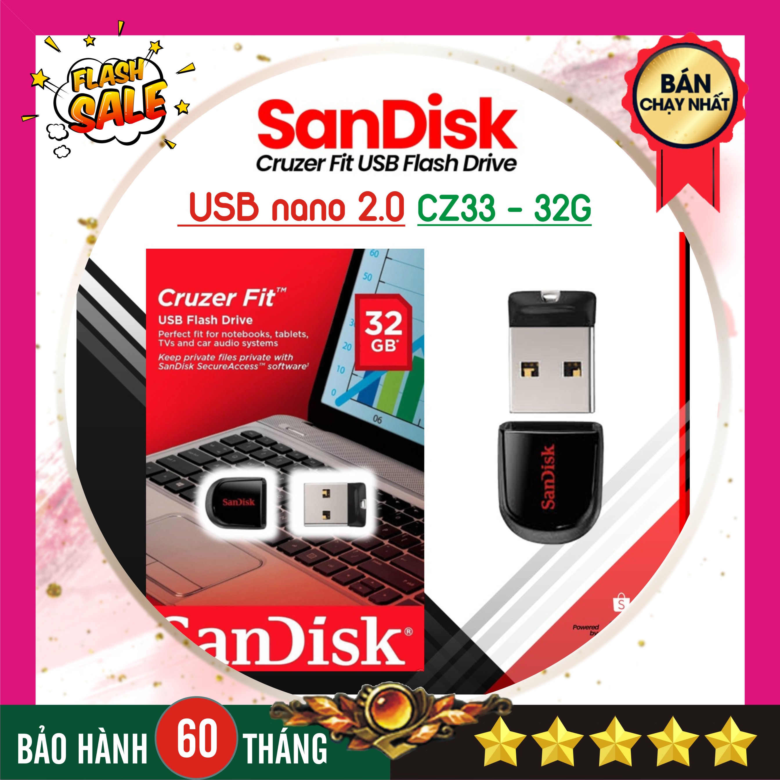 Usb mini siêu nhỏ - usb sandisk cruzer fit cz33 - usb 16gb / 32gb 2.0