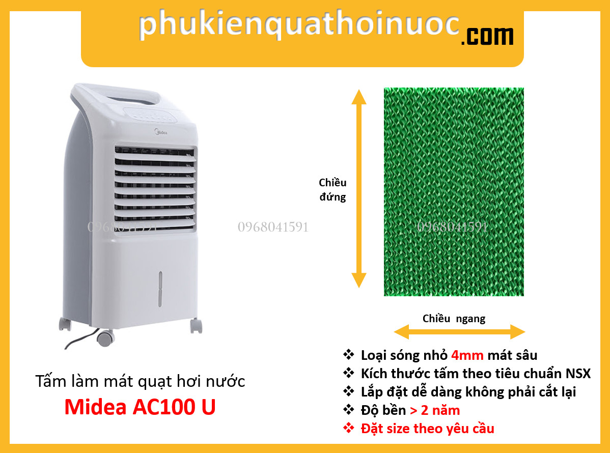 Tấm làm mát quạt hơi nước midea ac 100 u