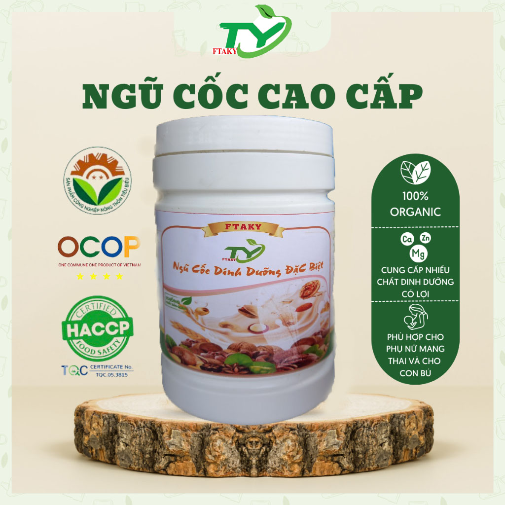 Ngũ cốc bột dinh dưỡng cao cấp 23 loại hạt FTAKY hỗ trợ tăng cân, cung cấp dinh dưỡng cho bé và mẹ bầu hộp 500g