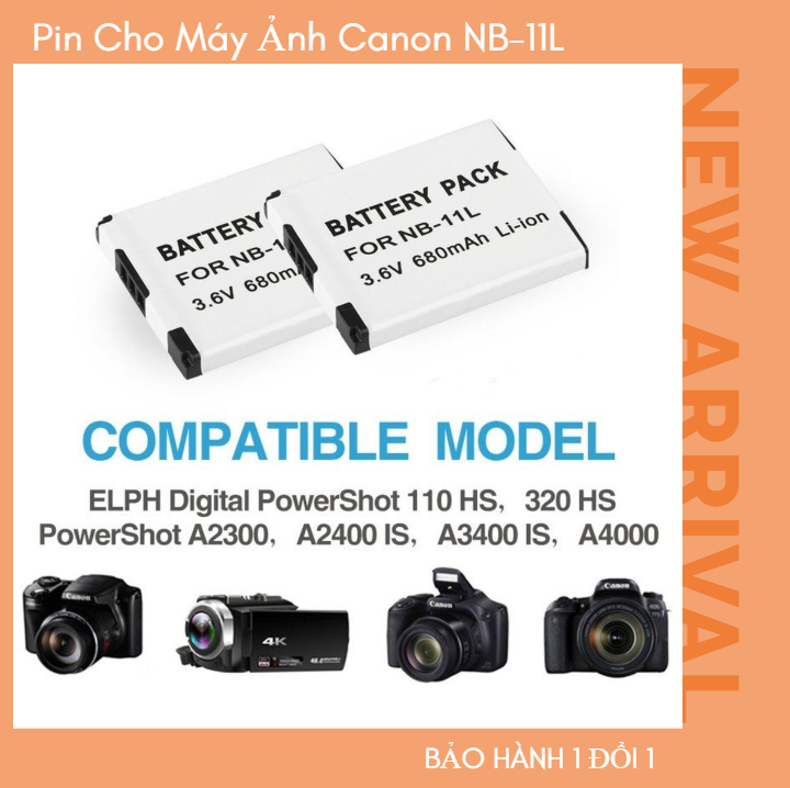 Pin cho máy ảnh canon li-ion 3.6v 680mah 2.4wh nb-11l - hàng chính hãng