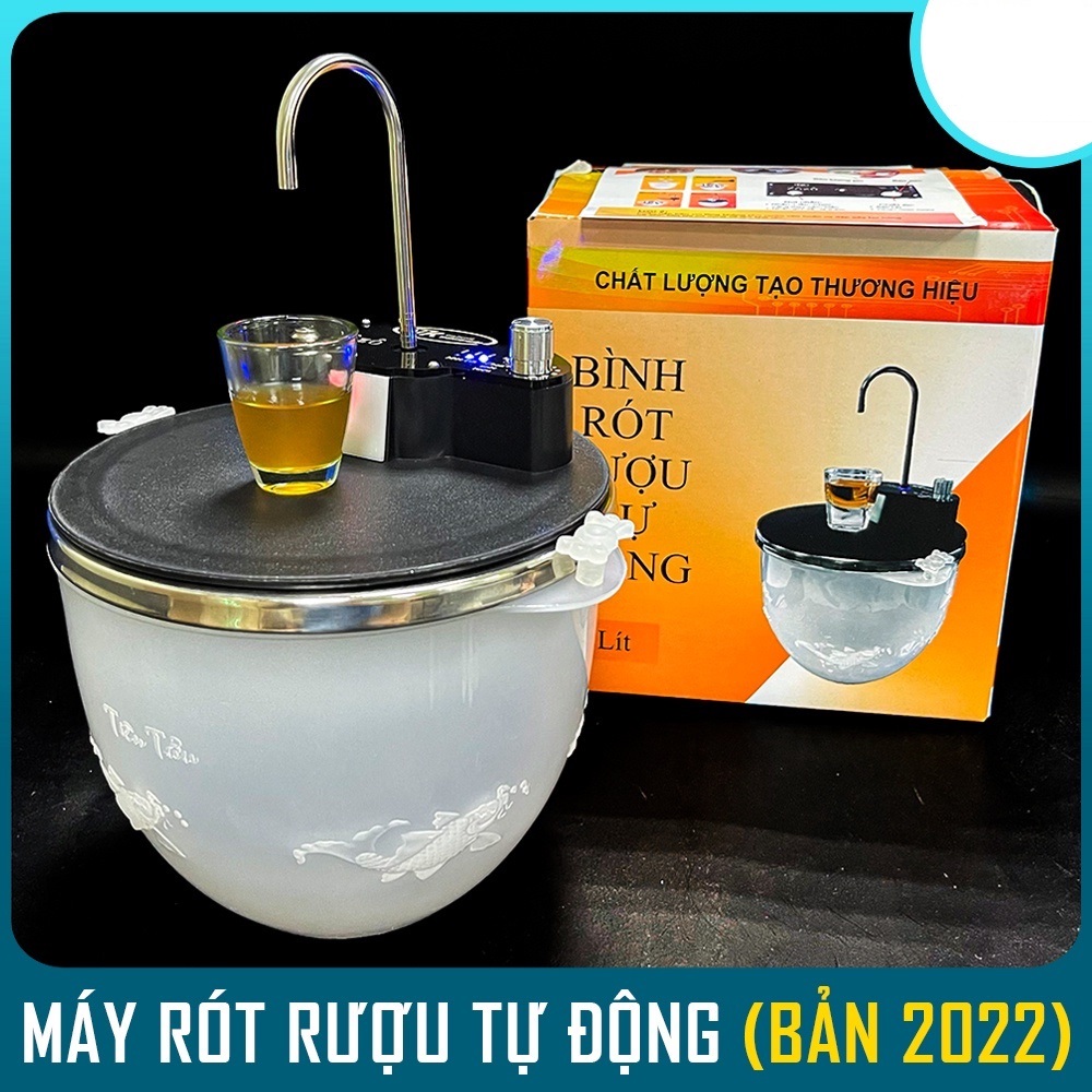 Máy rót rượu tự động cảm ứng thông minh đo lượng rượu khi rót cho từng người rất công bằng, dễ sử dụng và mang đi xa - Bình ủ rượu 2 lớp lòng inox an toàn vệ sinh, dung tích 1,2L