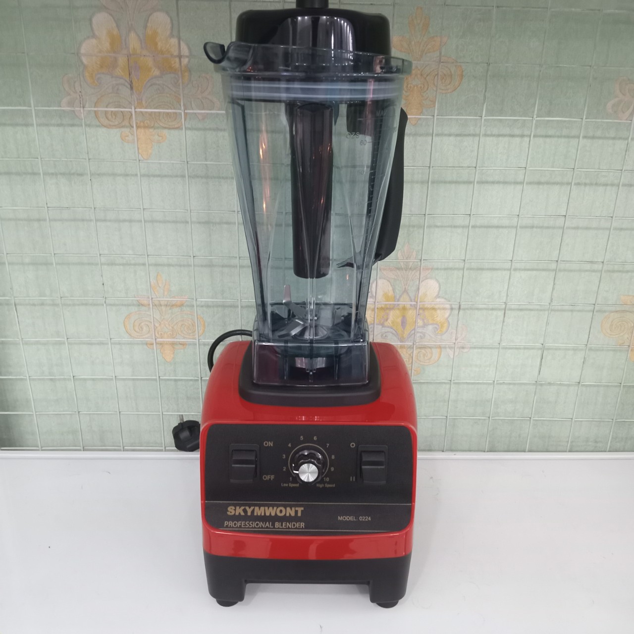 Máy xay sinh tố công nghiệp Skymwont 2200W, cối xay 2 lít tròn, lưỡi dao 6 cánh vét