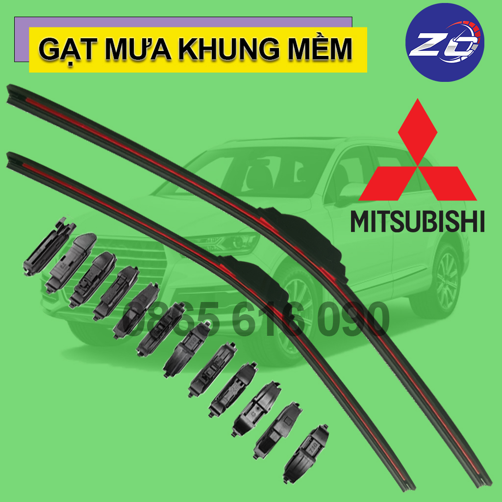 Gạt mưa khung mềm xe Mitsubishi Xpander, Outlander, Attrage, Triton, Pajero Sport thanh chổi cần gạt mưa silicon mềm không xương