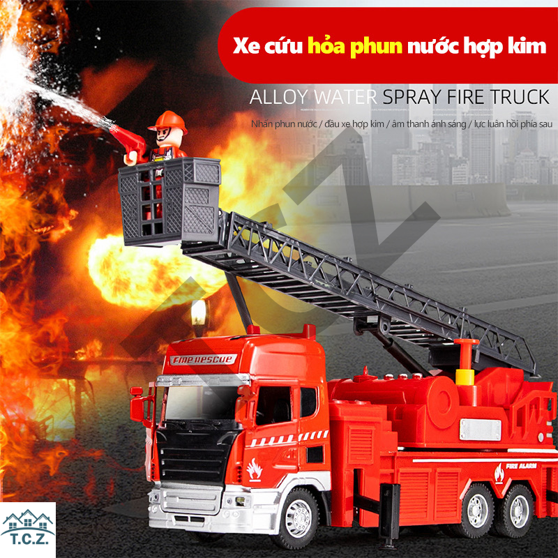 Nhiều loại combo xe đồ chơi, xe đồ chơi giáo dục trẻ em, mô hình xe đồ chơi bé trai, đồ chơi xe cứu hỏa phun được nước, mô phỏng xe cứu hỏa xe bồn nước có thang âm thanh và ánh sáng, xe đồ chơi trẻ em