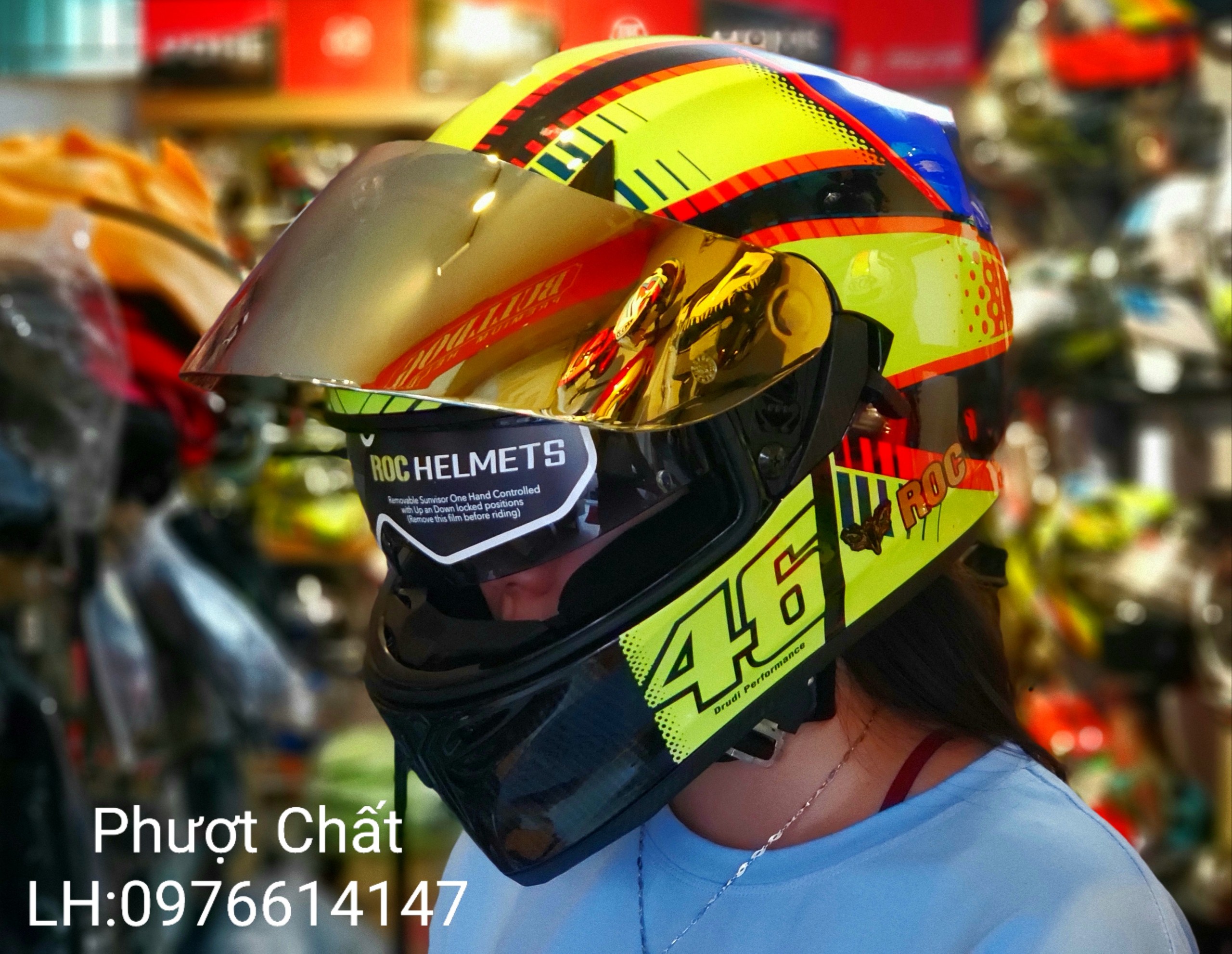 Mũ bảo hiểm Fullface ROC R05 2 kính tem 46 cao cấp