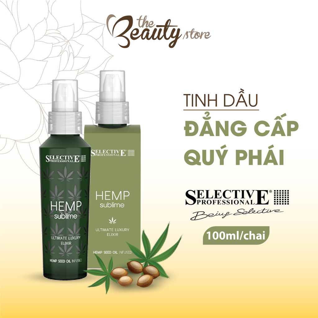 Tinh dầu dưỡng tóc Selective Hemp phục hồi hư tổn tóc dưỡng ẩm chuyên sâu giúp tóc bóng khỏe mượt mà đẳng cấp quý phái Ultimate Luxury Elixir 100ml The Beauty Store