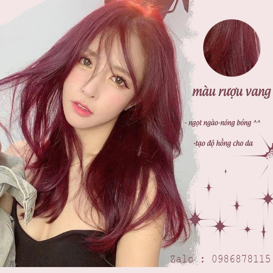 Thuốc nhuộm tóc Đỏ Rượu nhuộm tóc màu đỏ rượu vang, đỏ nâu, đỏ dâu trầm  không cần tẩy tóc kèm oxy trợ nhuộm Galistore | Shopee Việt Nam