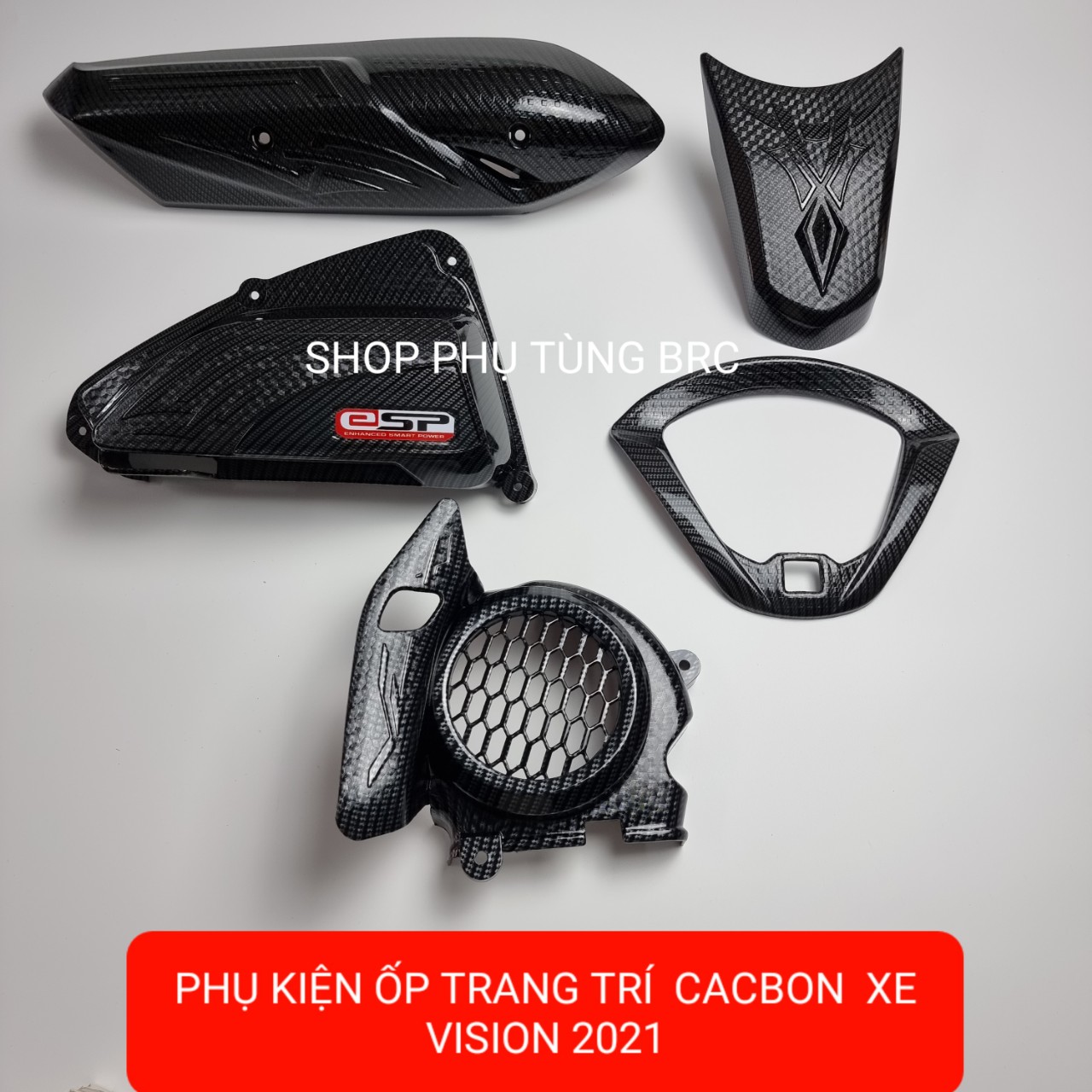 Phụ kiện ốp trang trí phủ cacbon xe VISION 2021 trở lên. ( Bán lẻ từng món hoặc 1 bộ 5 món với cùng 1 mức phí vận chuyển. A/E chọn món cần mua trên đơn hàng)