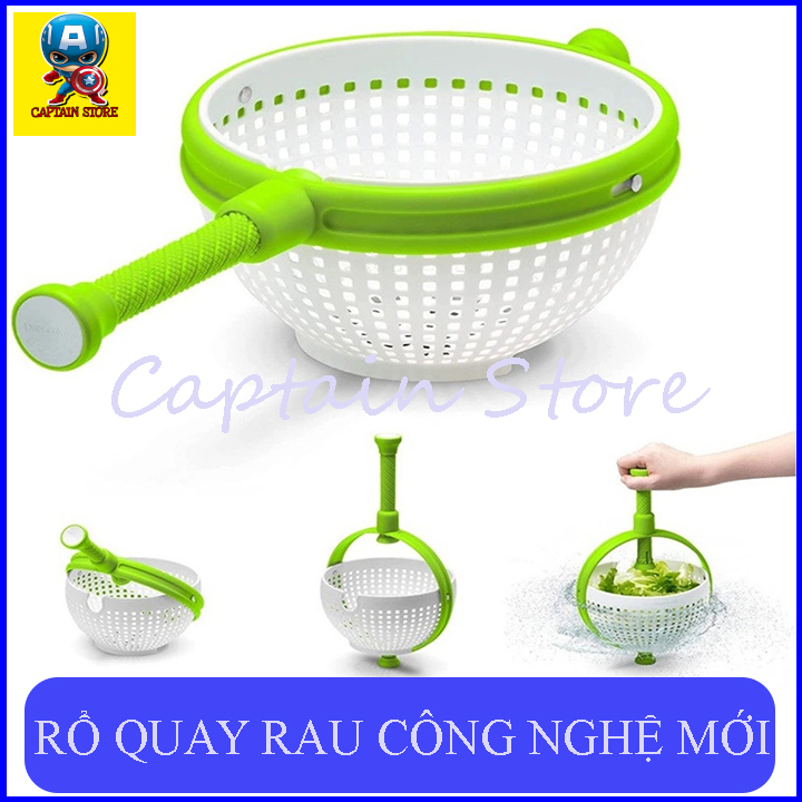 [Hoàn tiền 6%] Rổ quay ly tâm, vắt sạch nước, làm ráo nước rau củ quả tiện dụng cho nhà bếp, Rổ quay rau sống ráo nước cao cấp, đồ dùng dụng cụ hỗ trợ vắt rau thông minh