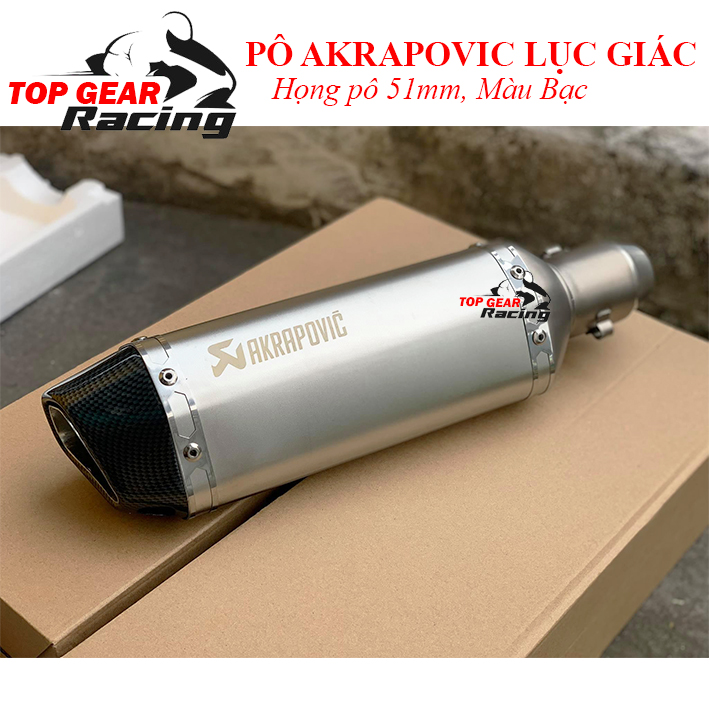 Pô Akrapovic Lục Giác Full box Kèm Phụ Kiện Họng 51mm